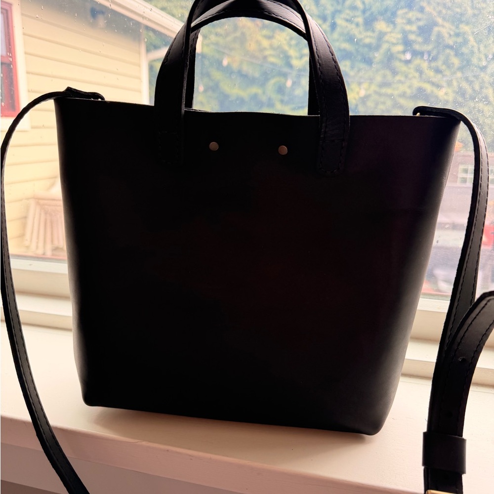 Portland Leather Goods Mini Crossbody Tote - Black